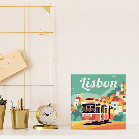 Mini Paint by numbers 8x8 framed - Travel Poster Lisbon