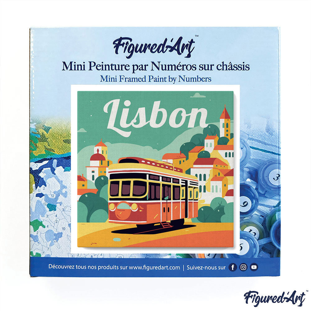 Mini Paint by numbers 8x8 framed - Travel Poster Lisbon
