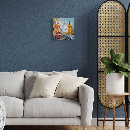 Mini Paint by numbers 8x8 framed - Travel Poster London