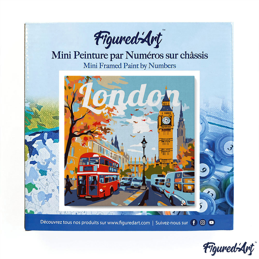 Mini Paint by numbers 8x8 framed - Travel Poster London