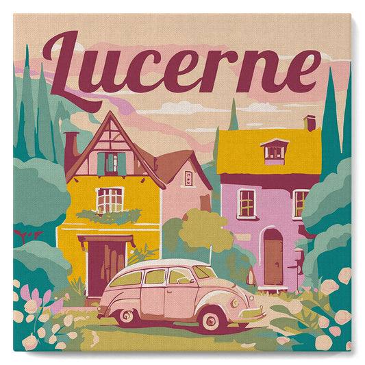 Mini Paint by numbers 8x8 framed - Travel Poster Lucerne