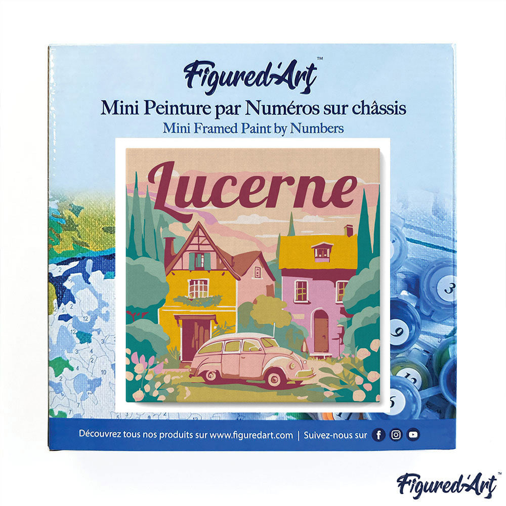 Mini Paint by numbers 8x8 framed - Travel Poster Lucerne