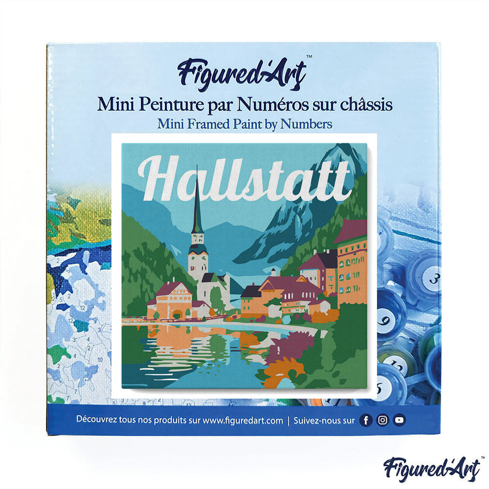 Mini Paint by numbers 8x8 framed - Travel Poster Hallstatt