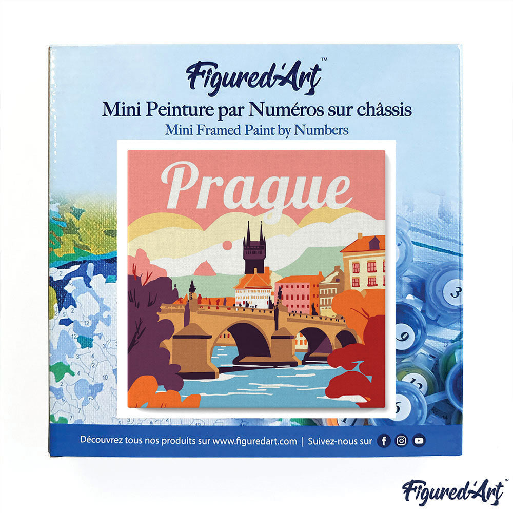 Mini Paint by numbers 8x8 framed - Travel Poster Prague
