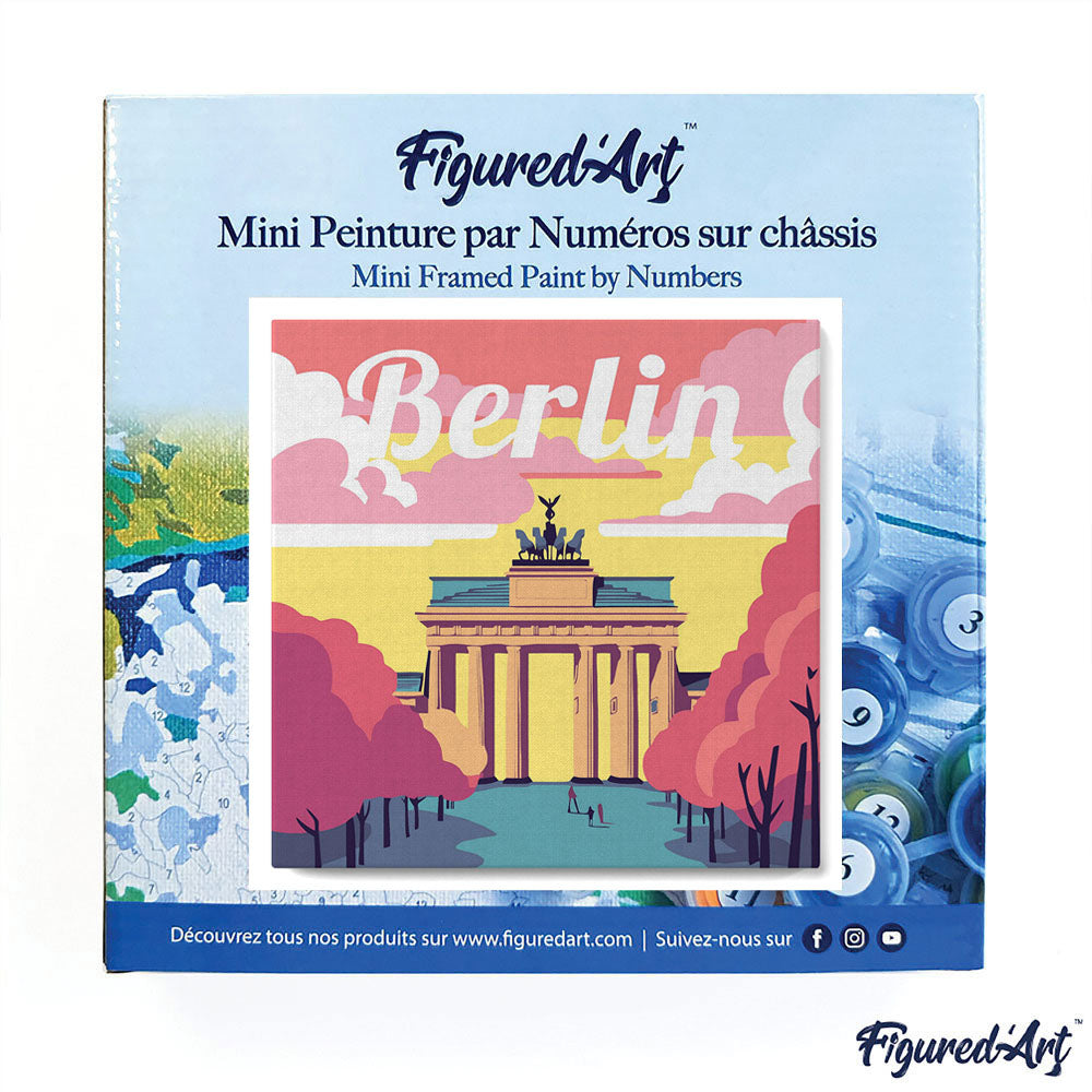 Mini Paint by numbers 8x8 framed - Travel Poster Berlin