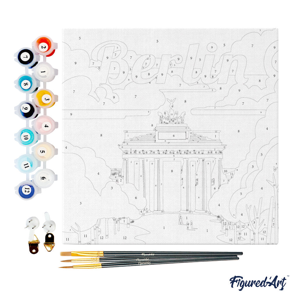 Mini Paint by numbers 8x8 framed - Travel Poster Berlin