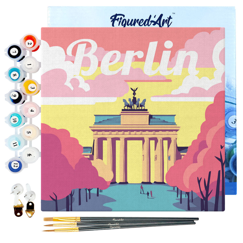 Mini Paint by numbers 8x8 framed - Travel Poster Berlin