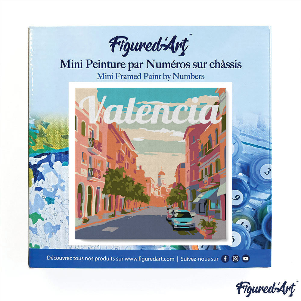 Mini Paint by numbers 8x8 framed - Travel Poster Valencia