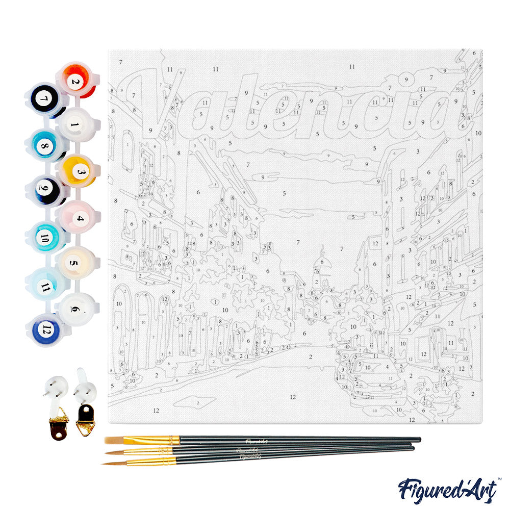 Mini Paint by numbers 8x8 framed - Travel Poster Valencia