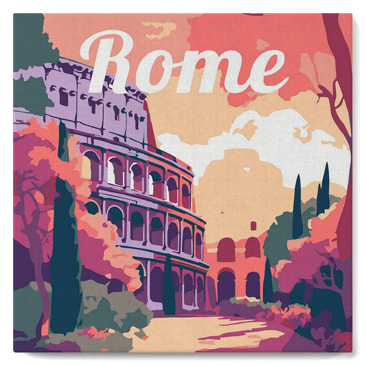 Mini Paint by numbers 8x8 framed - Travel Poster Rome