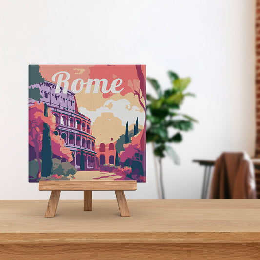 Mini Paint by numbers 8x8 framed - Travel Poster Rome
