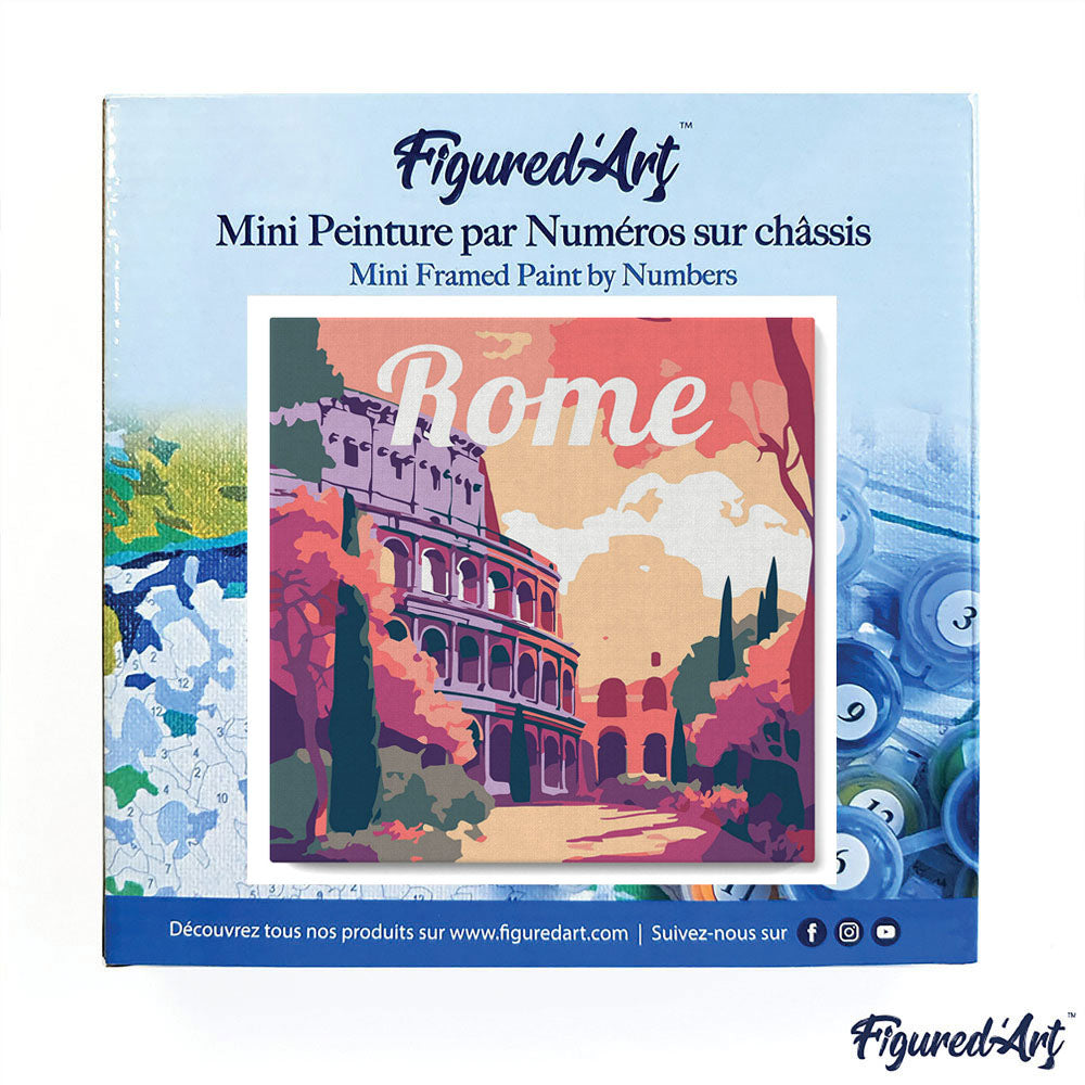 Mini Paint by numbers 8x8 framed - Travel Poster Rome