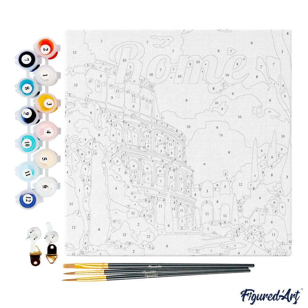 Mini Paint by numbers 8x8 framed - Travel Poster Rome