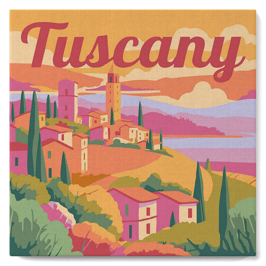 Mini Paint by numbers 8x8 framed - Travel Poster Tuscany Spring