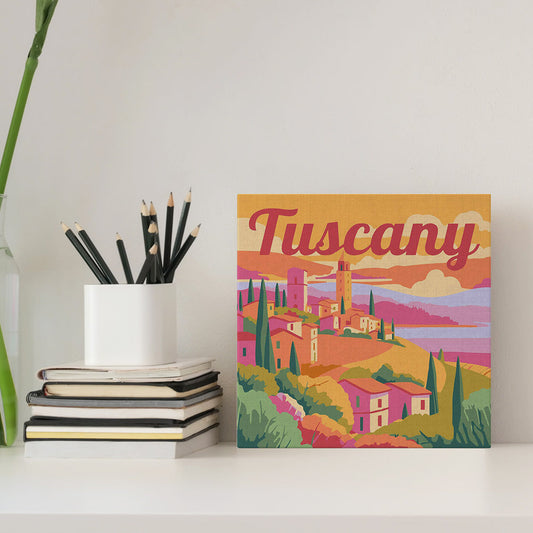 Mini Paint by numbers 8x8 framed - Travel Poster Tuscany Spring