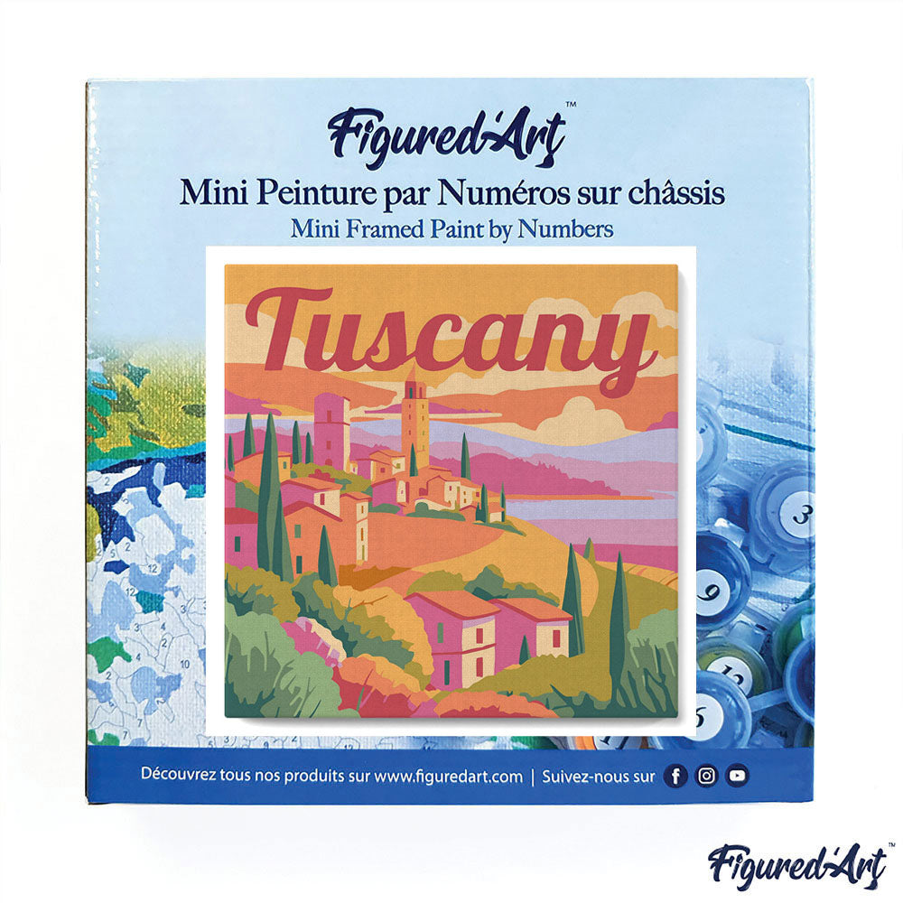 Mini Paint by numbers 8x8 framed - Travel Poster Tuscany Spring