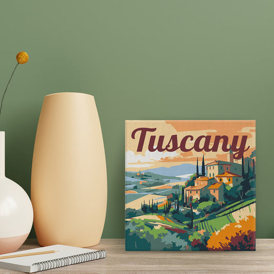 Mini Paint by numbers 8x8 framed - Travel Poster Tuscany Summer