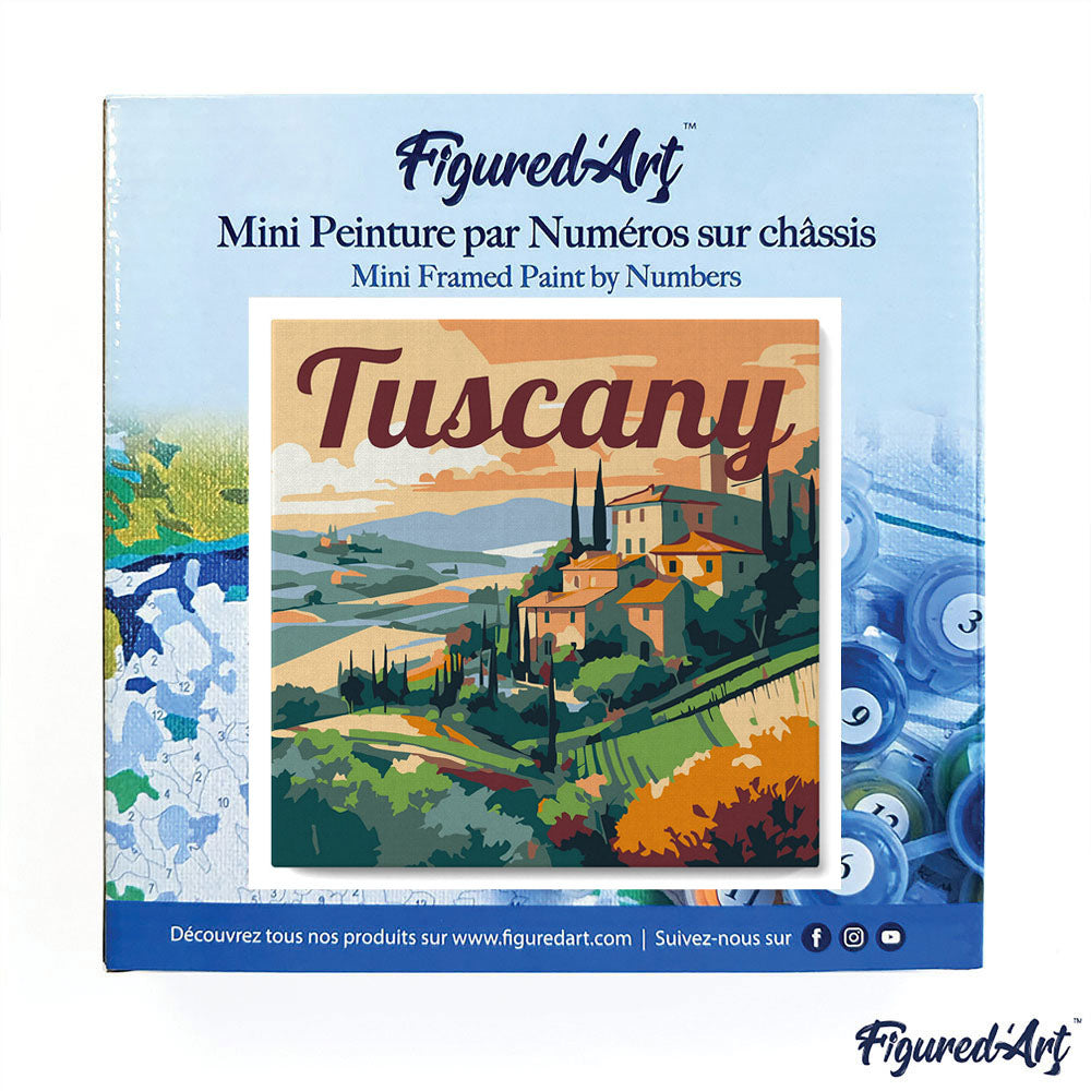 Mini Paint by numbers 8x8 framed - Travel Poster Tuscany Summer