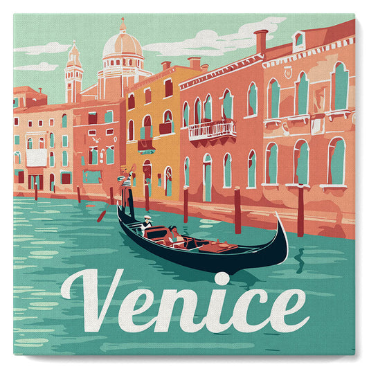 Mini Paint by numbers 8x8 framed - Travel Poster Venice