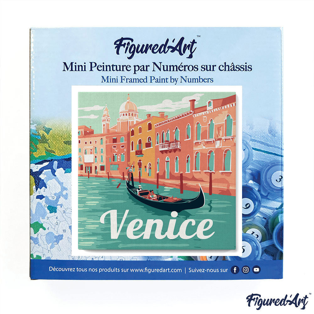 Mini Paint by numbers 8x8 framed - Travel Poster Venice