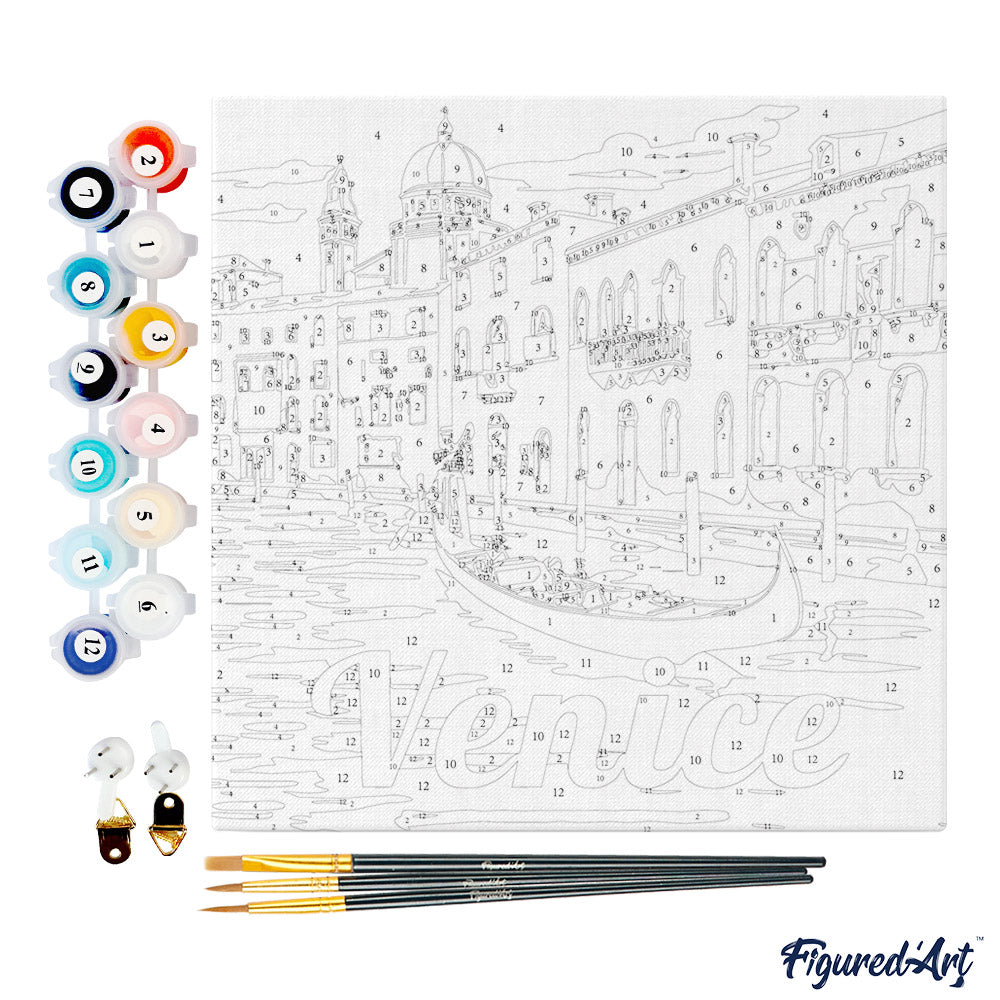 Mini Paint by numbers 8x8 framed - Travel Poster Venice
