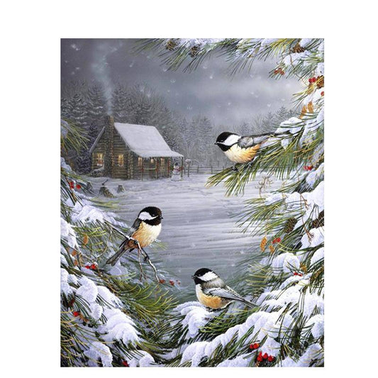 Birds In The Snow On A Tree