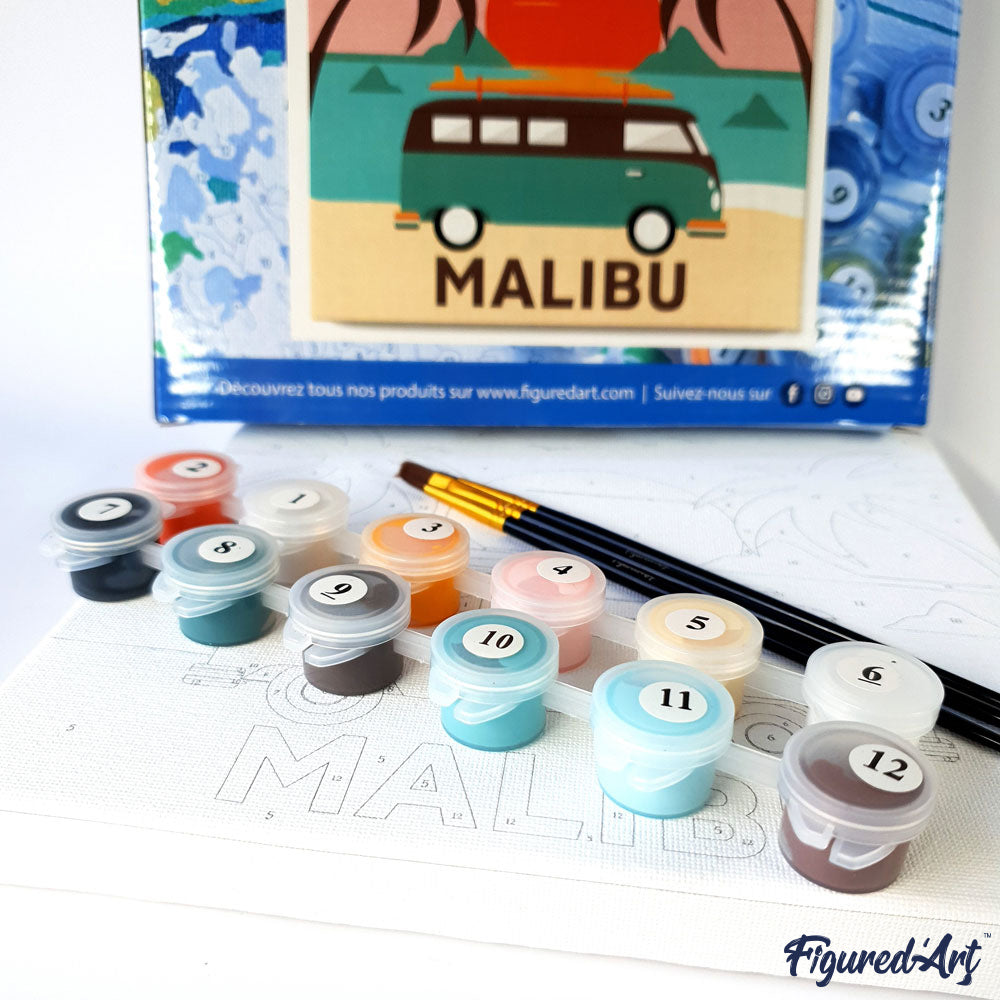Mini Paint by numbers 8x8 framed - Travel Poster Miami