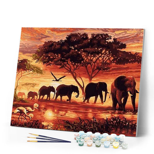 Elephants at Sunset