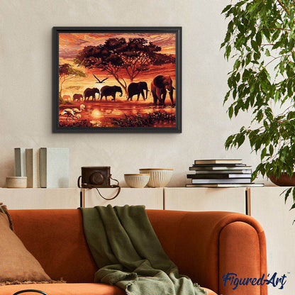 Elephants at Sunset