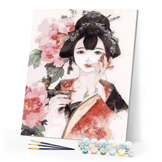 Asian Lady with Roses
