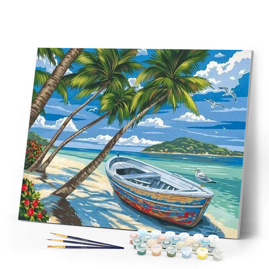 Boat under the Coconut trees
