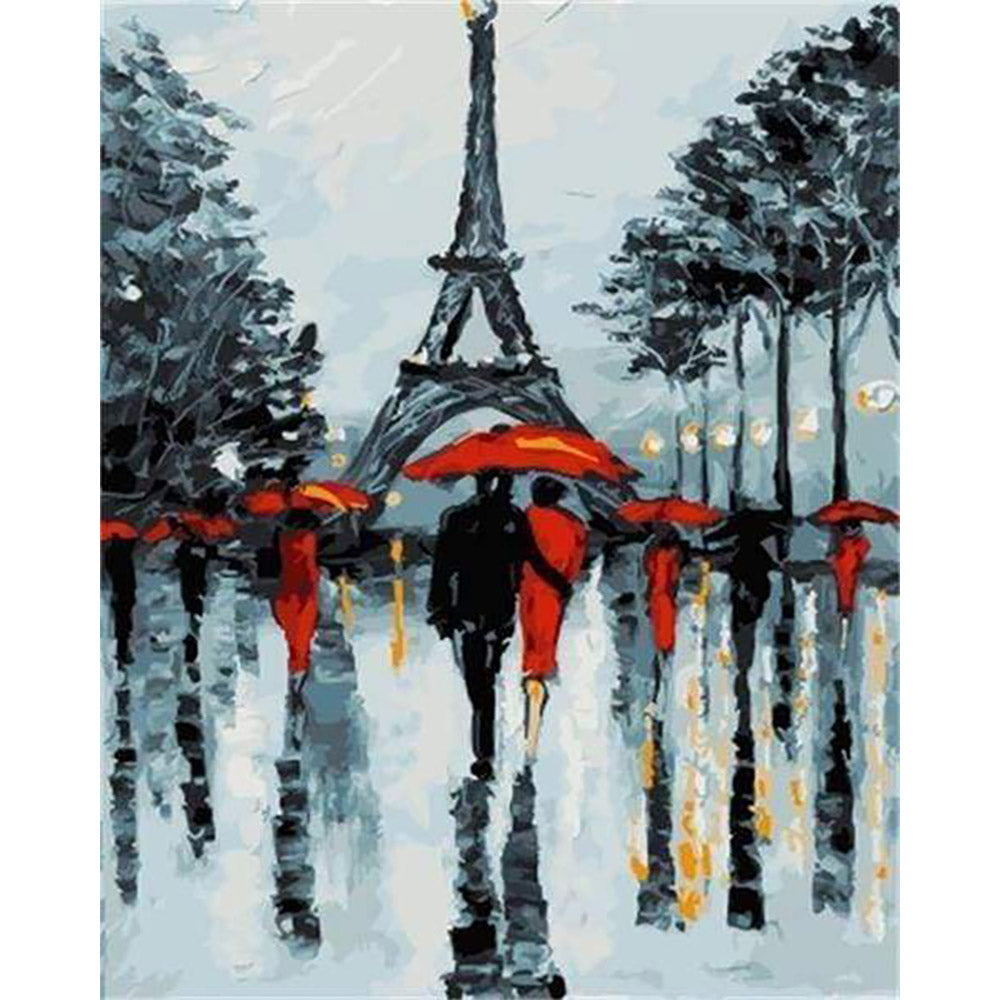 Romantic couples near the Eiffel Tower