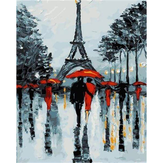 Romantic couples near the Eiffel Tower