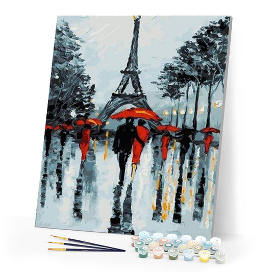 Romantic couples near the Eiffel Tower