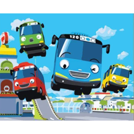 Colorful buses