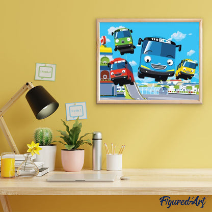 Colorful buses