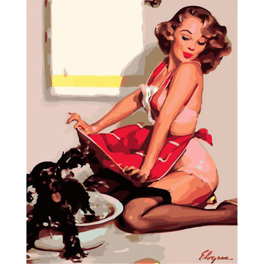 Pin-up and her dog