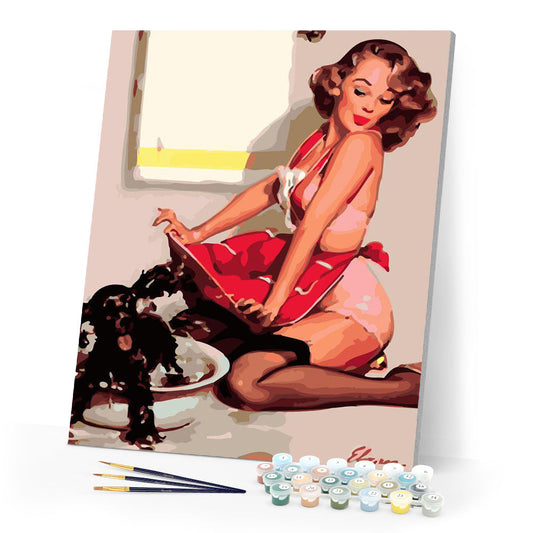 Pin-up and her dog
