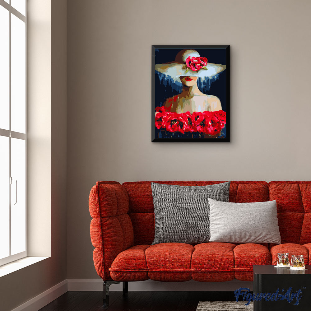 Woman with Hat and Flowers