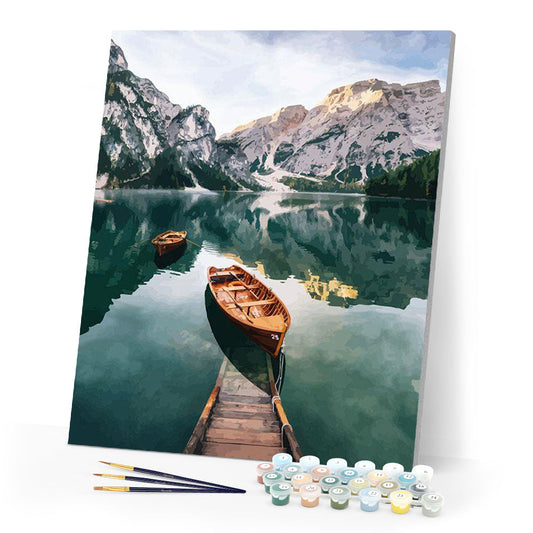 Small boat and Mountain Lake