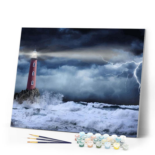 Sea Lighthouse and Waves