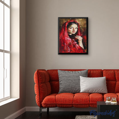 Woman in Red Veil