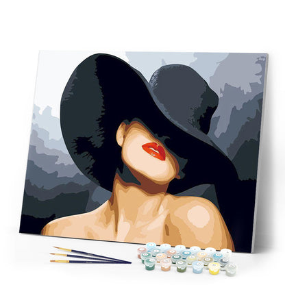 Woman wearing a black hat