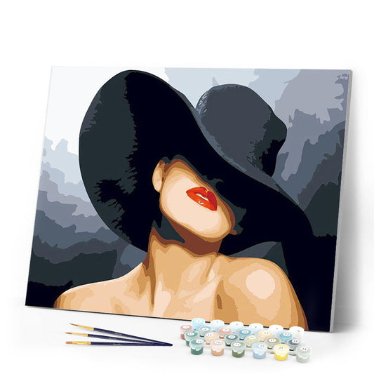 Woman wearing a black hat