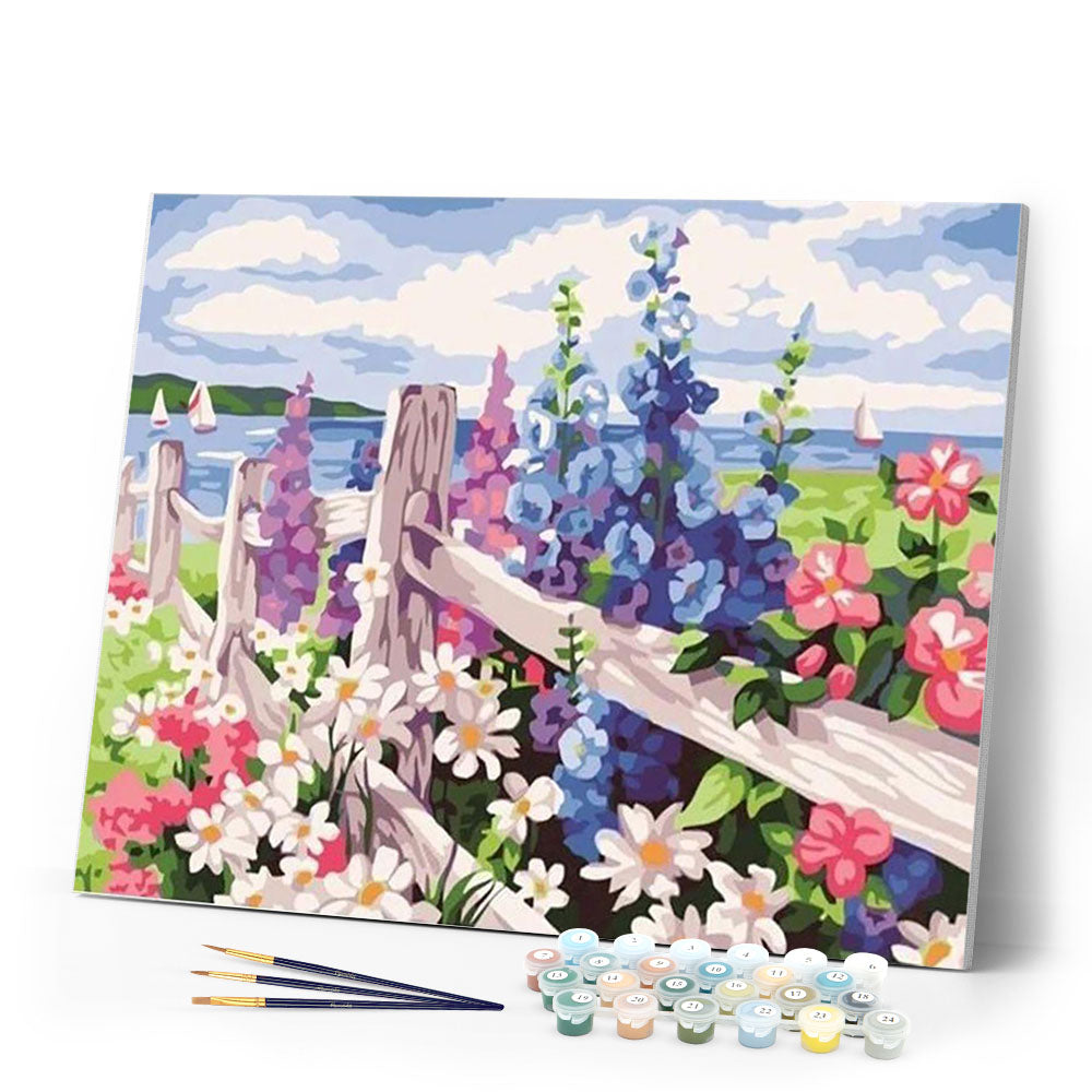 Flowers and seaside background