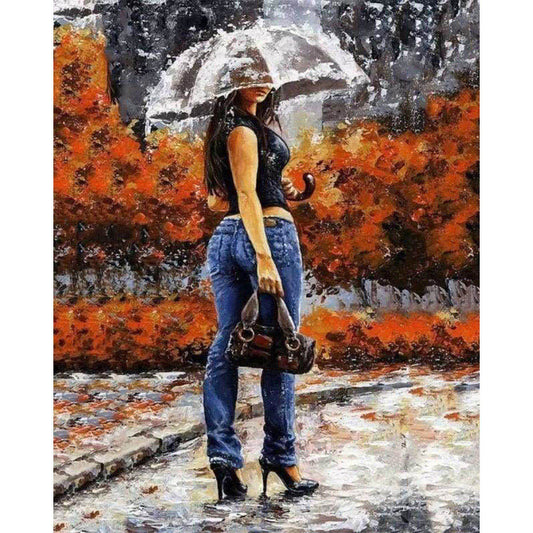Sexy woman under the umbrella