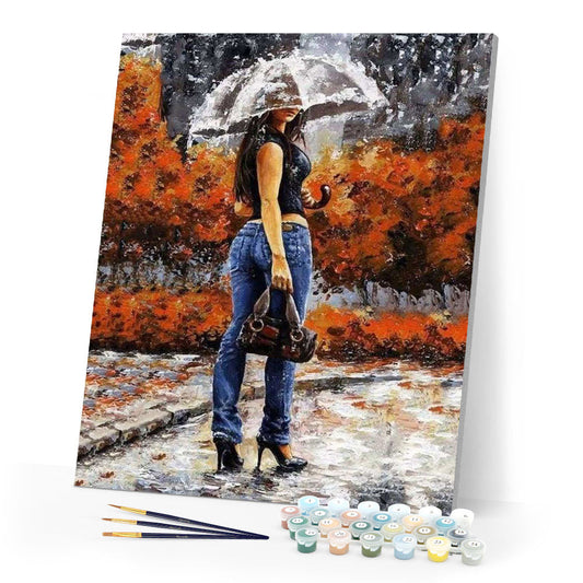 Sexy woman under the umbrella
