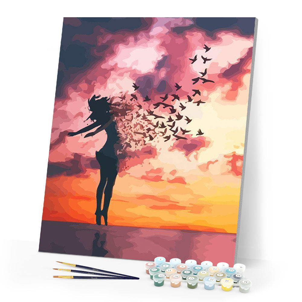 Women and Birds at Sunrise