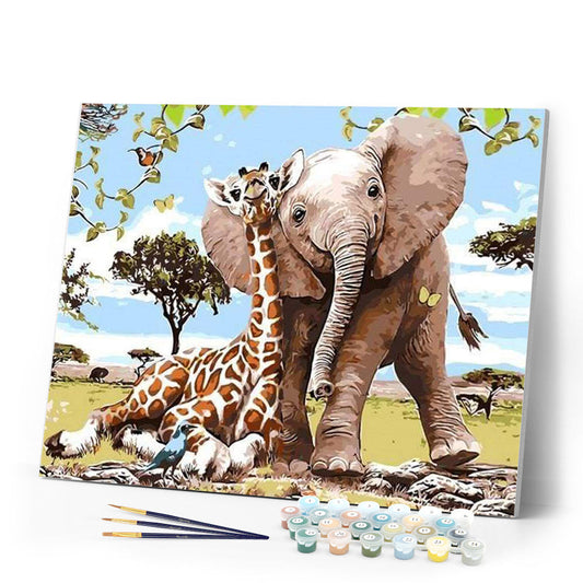 Elephant & Giraffe friends