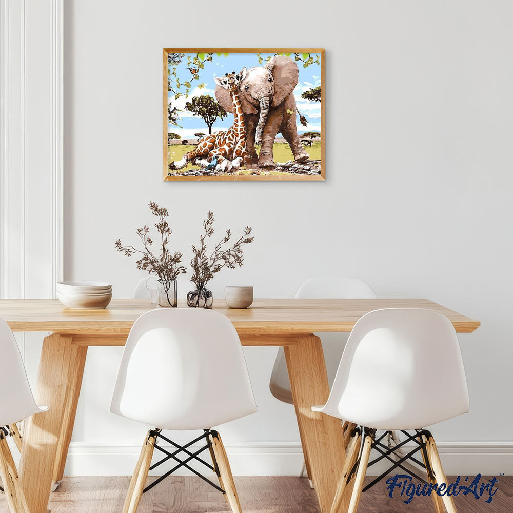 Elephant & Giraffe friends